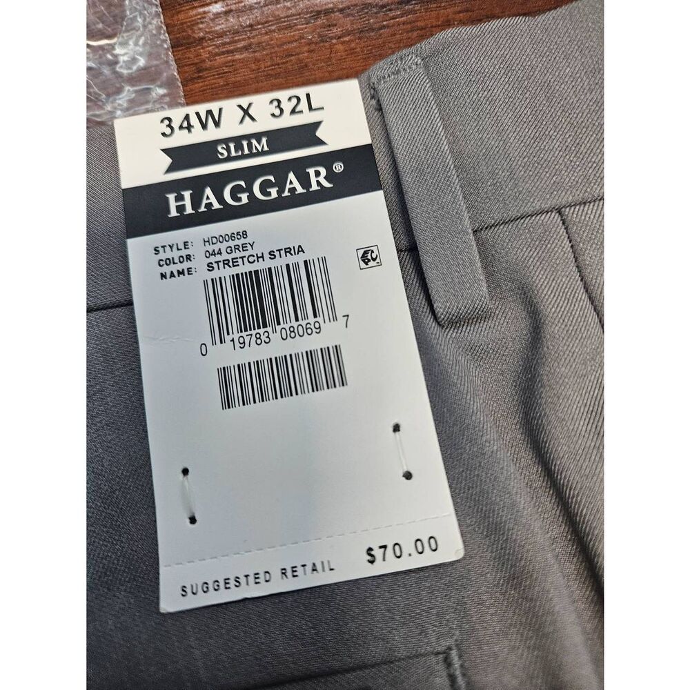 Haggar NEW TAGS Premium Comfort Dress Pants Gray 32x34 slim - Picture 7 of 9